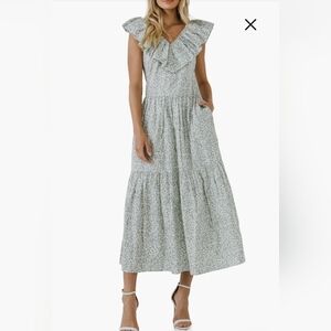 English Factory Floral ruffled tiered  Midi dress